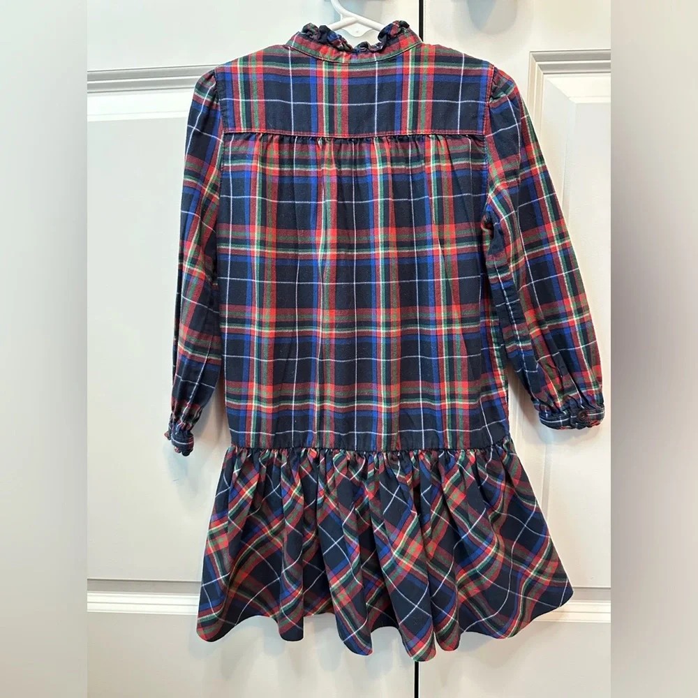 Ralph Lauren Girls Tartan Plaid Ruffle Collar Dress (Size 4/4T)